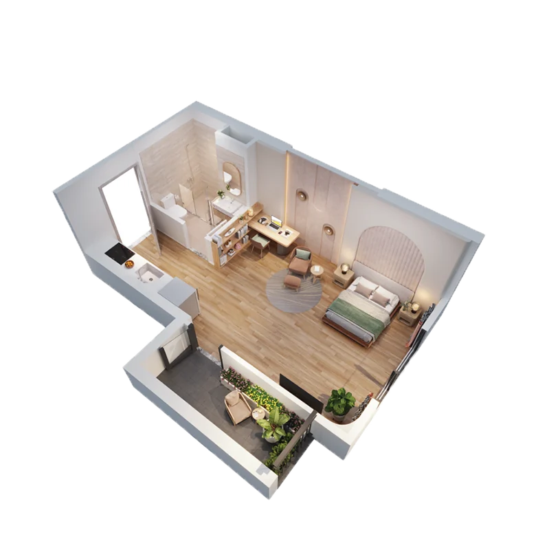 Mặt bằng căn hộ Studio Palm River