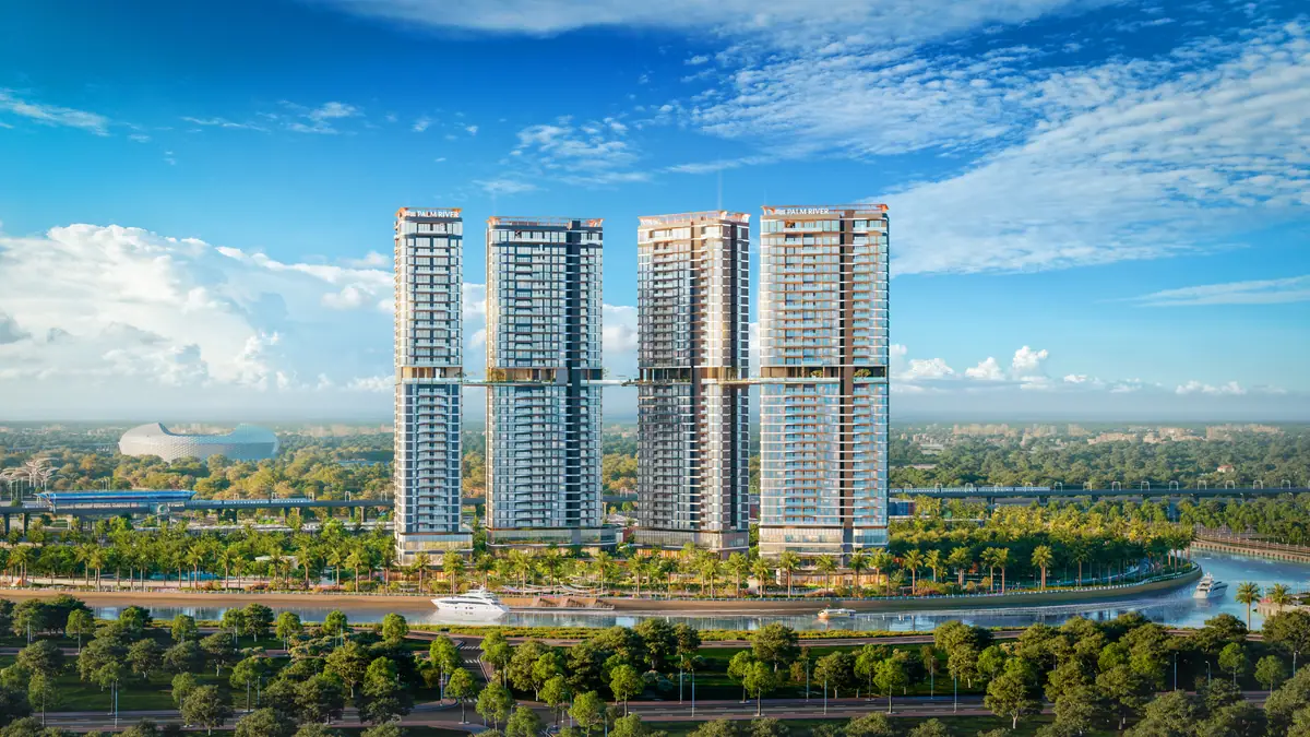 Phối cảnh Palm River nhìn từ trên cao trong khu đô thị Palm City
